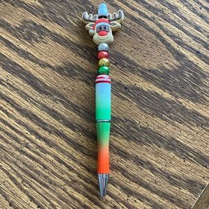 Handcrafted Reindeer Pen with Colorful Beads
